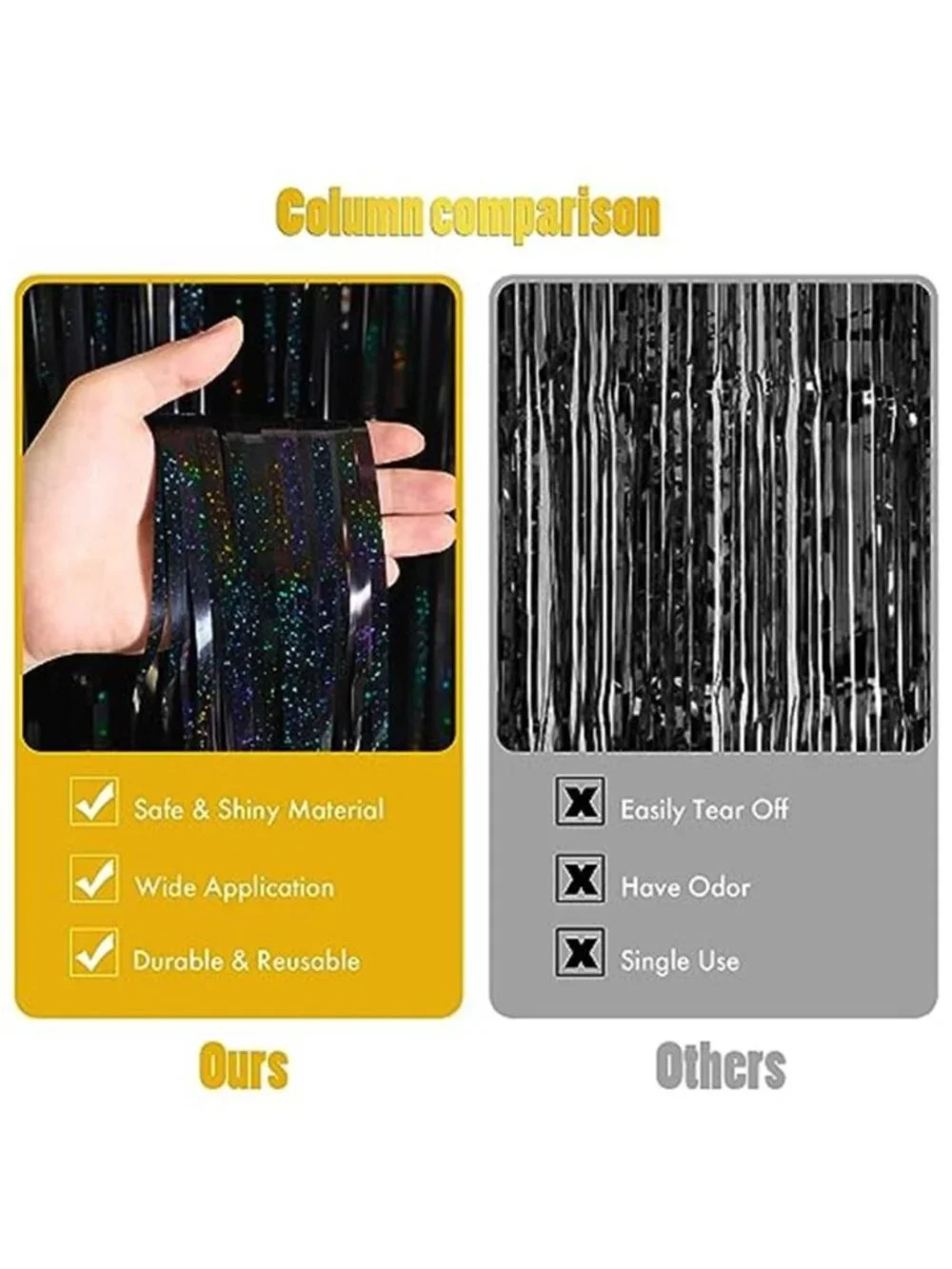 Foil Fringe Backdrop Black Tinsel Curtain Party Decorations Streamers